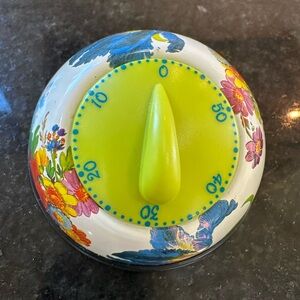 Mackenzie Childs Floral Kitchen Timer with Green Dial